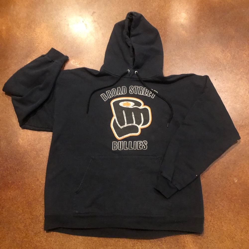 Vtg Hanes Ultimate Cotton Heavy Weight Broad Street Bullies Hoodie Sz L